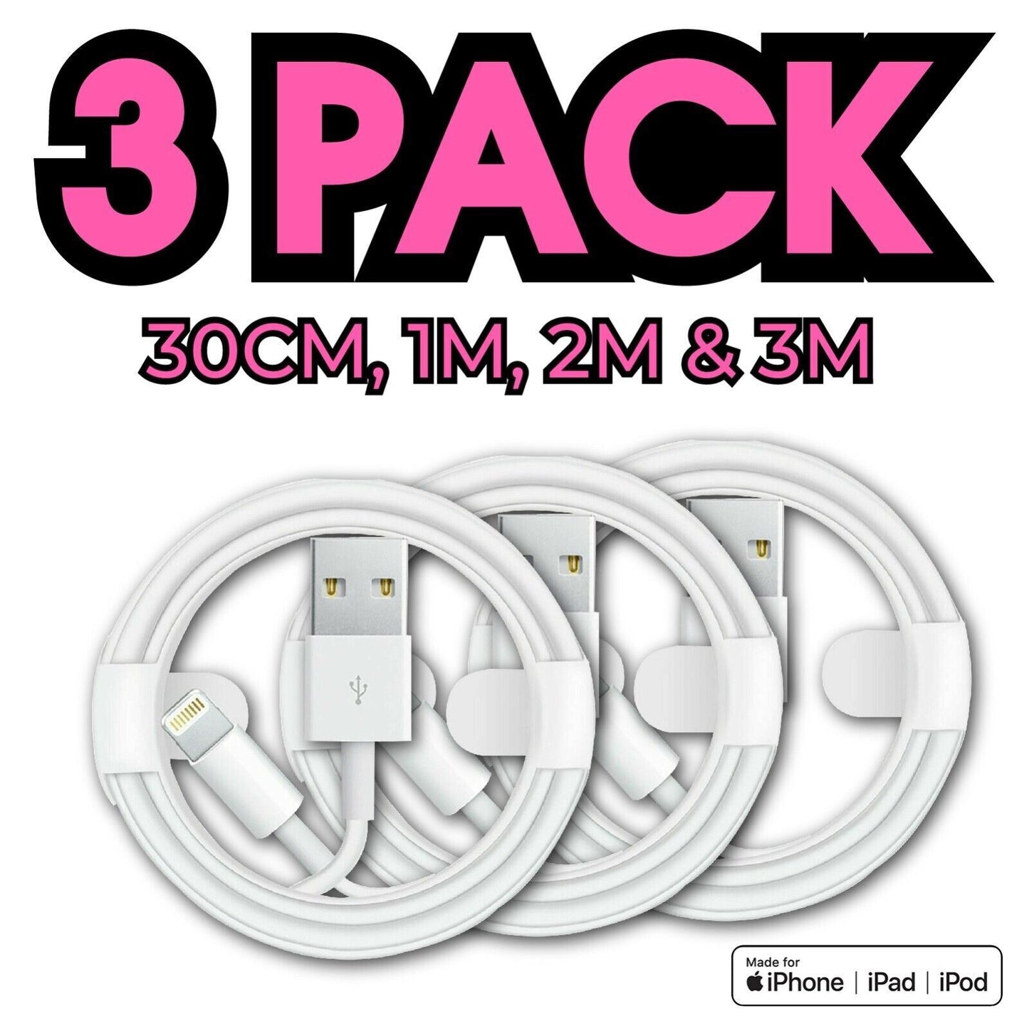 USB Cable for Apple Iphone Fast Charger Sync 5 6 7 8 X XS XR 11 12 13 14 Ipad