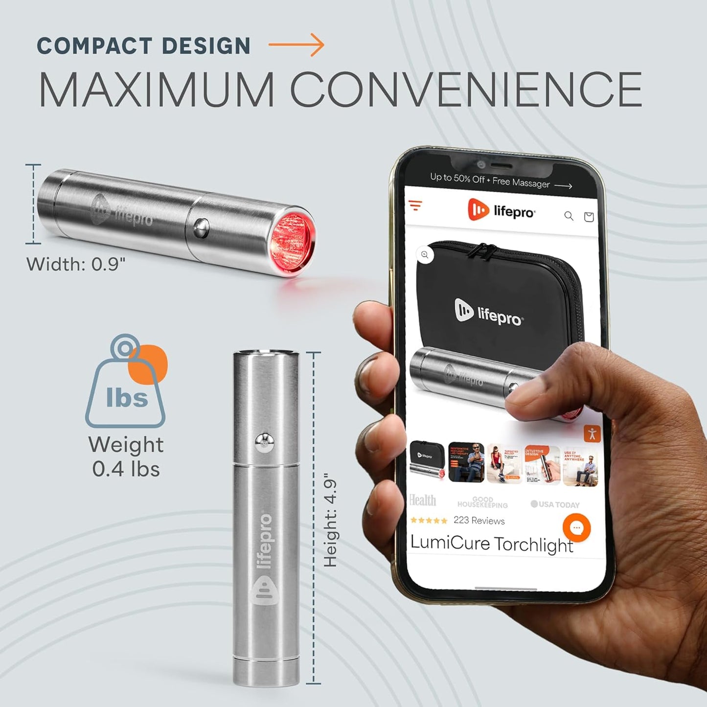 Infrared & Red Light Therapy for Body Joints & Muscles Wellness Support, Portable Red Light Therapy Device, near Infrared Light Therapy for Body & Face - Use 3 Wavelengths