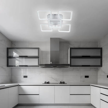 Flausch 5-Light 60Cm Modern Ceiling Light, Dimmable LED Flush Mount with Remote, Squares Acrylic Chandelier