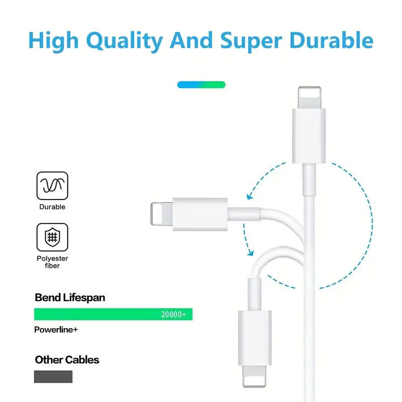 USB Cable for Apple Iphone Fast Charger Sync 5 6 7 8 X XS XR 11 12 13 14 Ipad