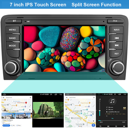 7" Android13 Car Wireless Carplay Android Auto Radio+Cam+Dvr for Audi A3 2003-12