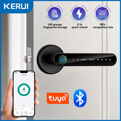 Fingerprint Door Lock Tuya Smart /Smart Life Electronic Door Lock with Fingerprint/Password/Key/Tuya App/Card Unlock