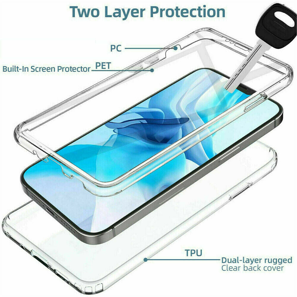 Clear 360 Full Body Case for Iphone 17 16 15 14 13 12 11 Pro Max XR XS 7 8 SE 4