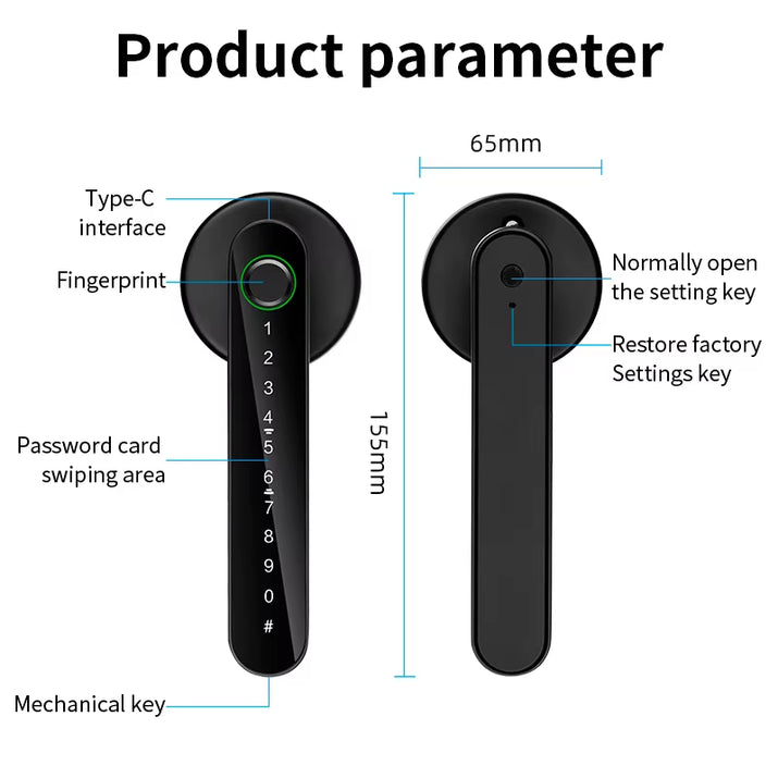 Fingerprint Door Lock Tuya Smart /Smart Life Electronic Door Lock with Fingerprint/Password/Key/Tuya App/Card Unlock