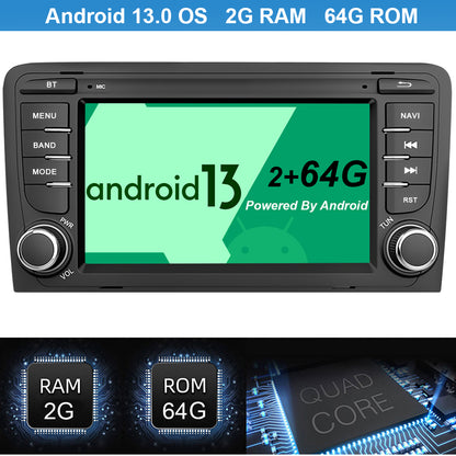 7" Android13 Car Wireless Carplay Android Auto Radio+Cam+Dvr for Audi A3 2003-12