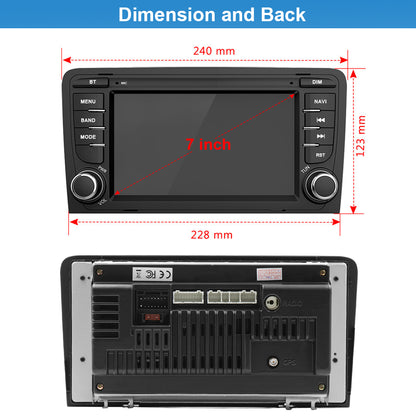7" Android13 Car Wireless Carplay Android Auto Radio+Cam+Dvr for Audi A3 2003-12