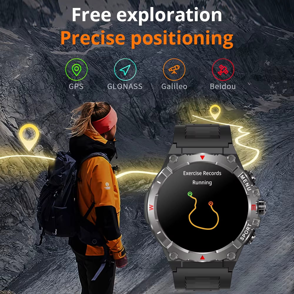 2025  V76 GPS Smartwatch 1.43" Ultra AMOLED Display Built-In Compass Altimeter Bluetooth Call Smart Watch 500Mah Battery